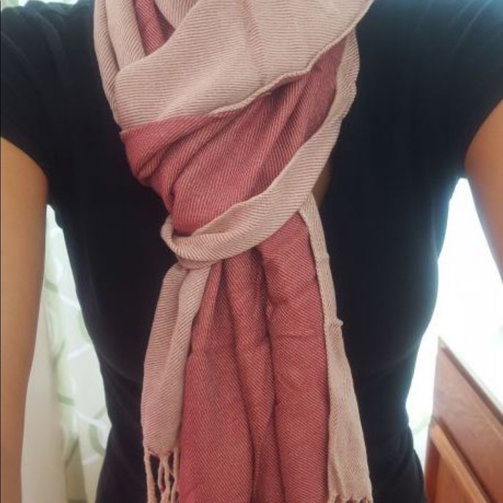 Pink scarf light pink on one side darker pink